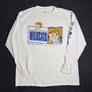 Kentucky Wildcats T-Shirt Mens XL White Retro Long Sleeve Graphic Tee